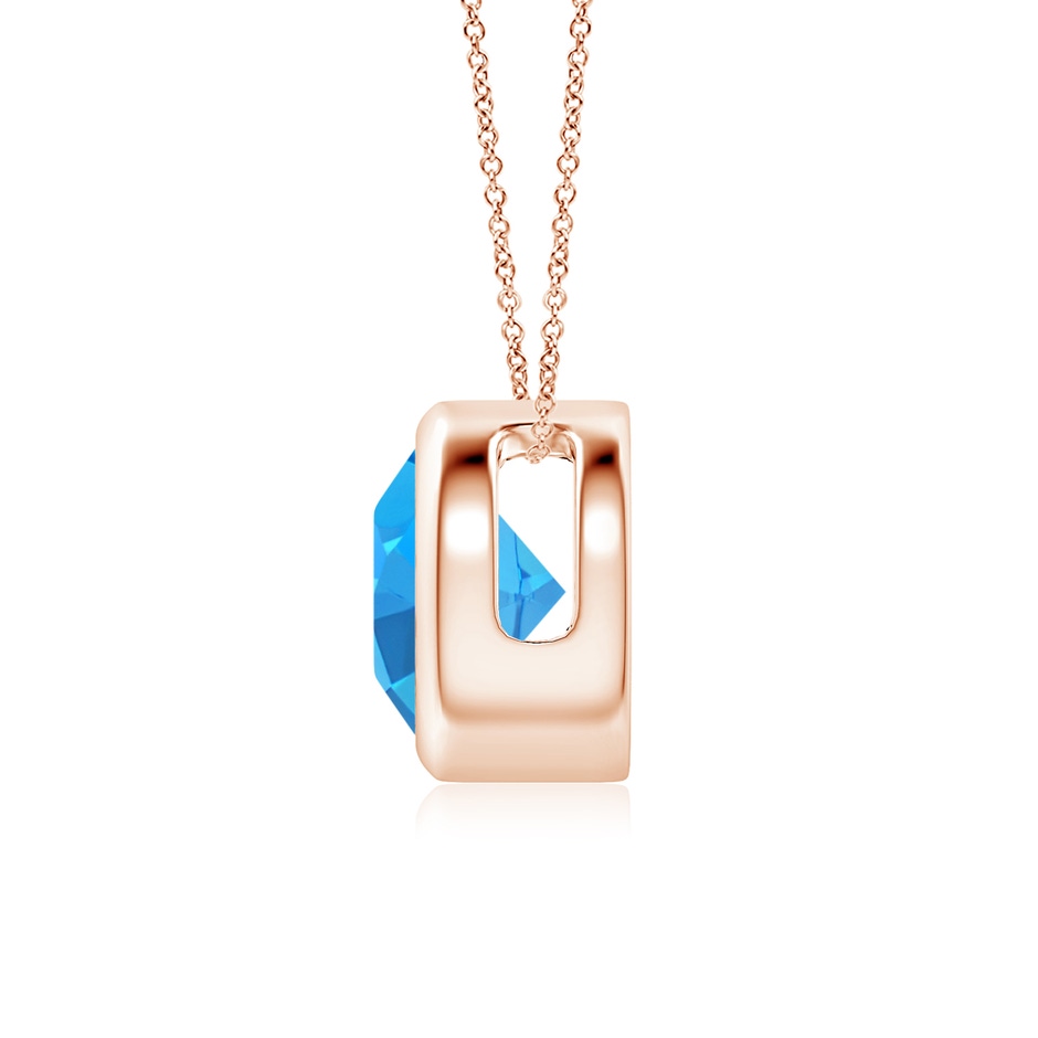 7mm AAAA Bezel-Set Round Swiss Blue Topaz Solitaire Pendant in Rose Gold side 199