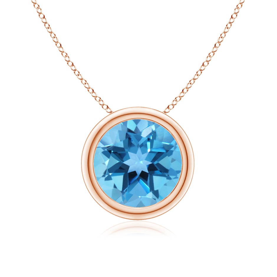 8mm AA Bezel-Set Round Swiss Blue Topaz Solitaire Pendant in Rose Gold 