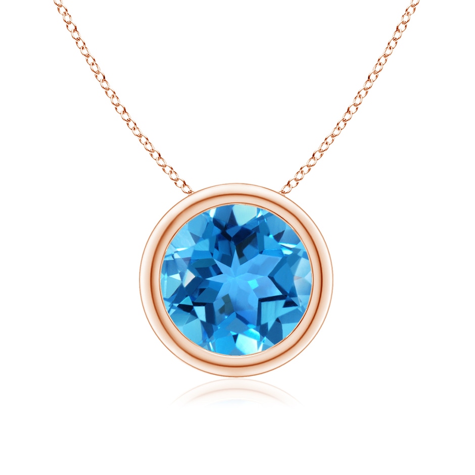 8mm AAA Bezel-Set Round Swiss Blue Topaz Solitaire Pendant in Rose Gold 