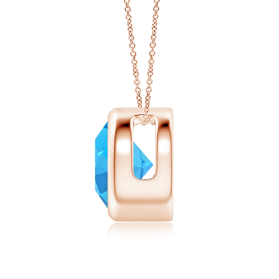 8mm AAA Bezel-Set Round Swiss Blue Topaz Solitaire Pendant in Rose Gold side 199