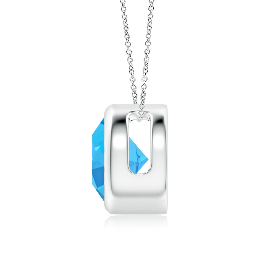 8mm AAA Bezel-Set Round Swiss Blue Topaz Solitaire Pendant in S999 Silver side 199