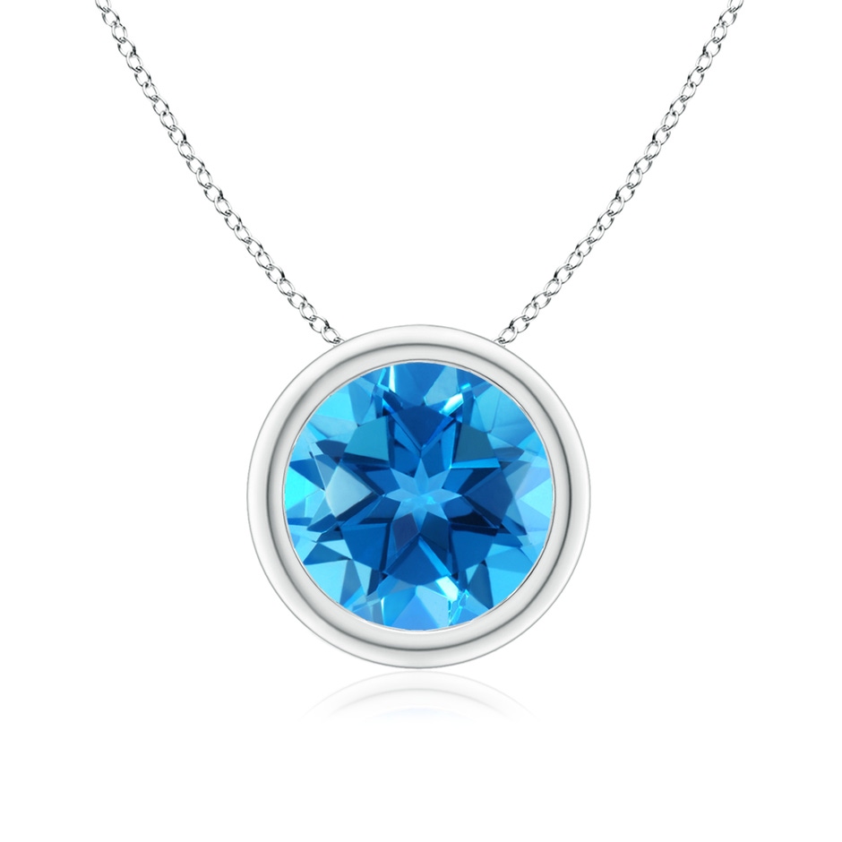 8mm AAAA Bezel-Set Round Swiss Blue Topaz Solitaire Pendant in S999 Silver 