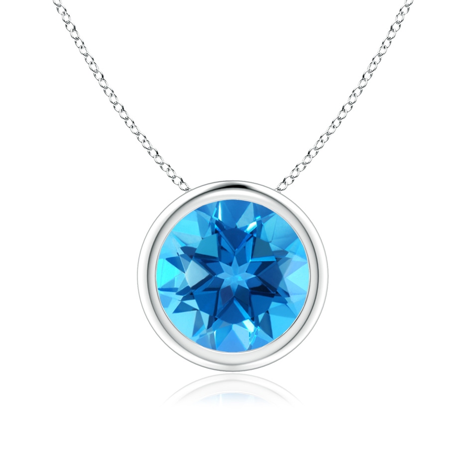 8mm AAAA Bezel-Set Round Swiss Blue Topaz Solitaire Pendant in White Gold 