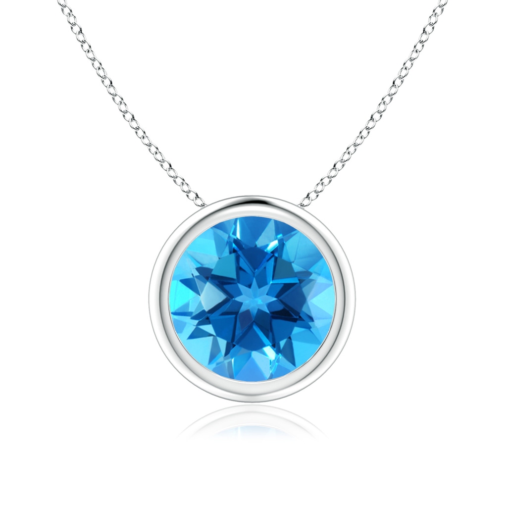 8mm AAAA Bezel-Set Round Swiss Blue Topaz Solitaire Pendant in White Gold