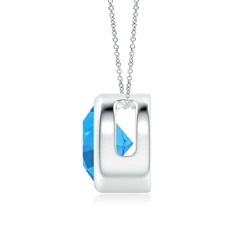 8mm AAAA Bezel-Set Round Swiss Blue Topaz Solitaire Pendant in White Gold - side 199