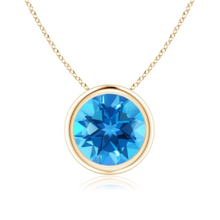 8mm AAAA Bezel-Set Round Swiss Blue Topaz Solitaire Pendant in Yellow Gold