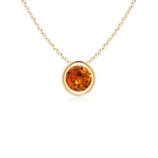 4mm AAA Bezel-Set Round Spessartite Solitaire Pendant in Yellow Gold