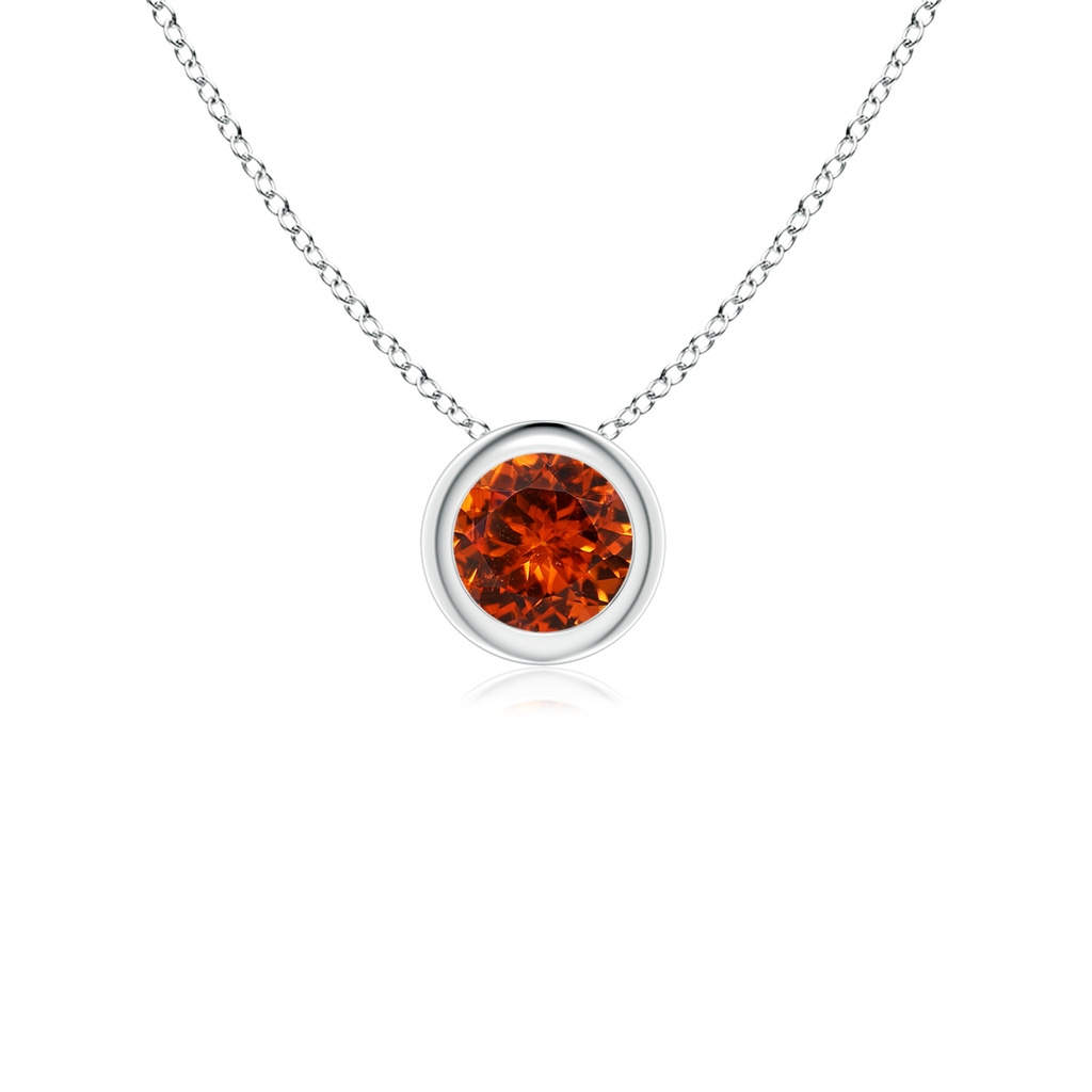4mm AAAA Bezel-Set Round Spessartite Solitaire Pendant in White Gold