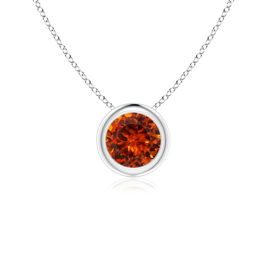 5mm AAAA Bezel-Set Round Spessartite Solitaire Pendant in White Gold