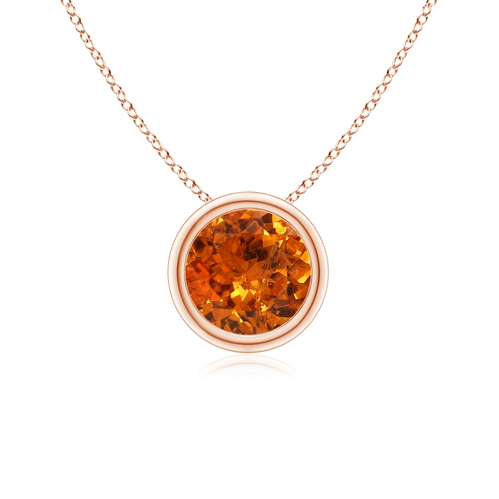 6mm AAA Bezel-Set Round Spessartite Solitaire Pendant in Rose Gold