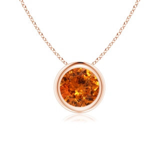 6mm AAA Bezel-Set Round Spessartite Solitaire Pendant in Rose Gold