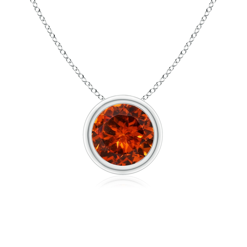 6mm AAAA Bezel-Set Round Spessartite Solitaire Pendant in P950 Platinum