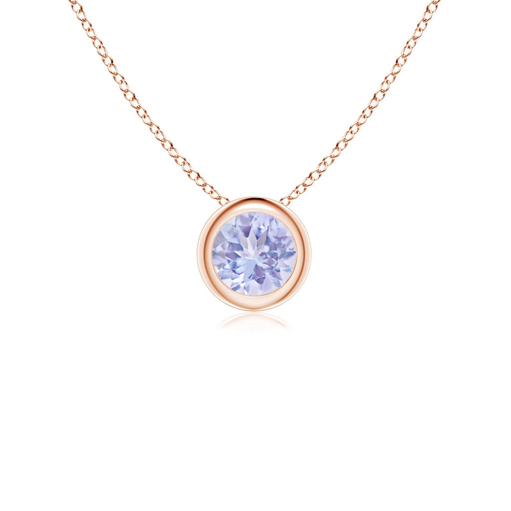 4mm A Bezel-Set Round Tanzanite Solitaire Pendant in 10K Rose Gold