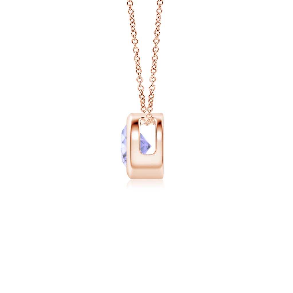 4mm A Bezel-Set Round Tanzanite Solitaire Pendant in 10K Rose Gold Side 1