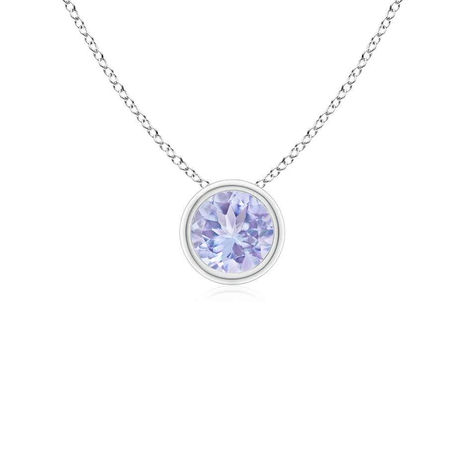 4mm A Bezel-Set Round Tanzanite Solitaire Pendant in P950 Platinum 