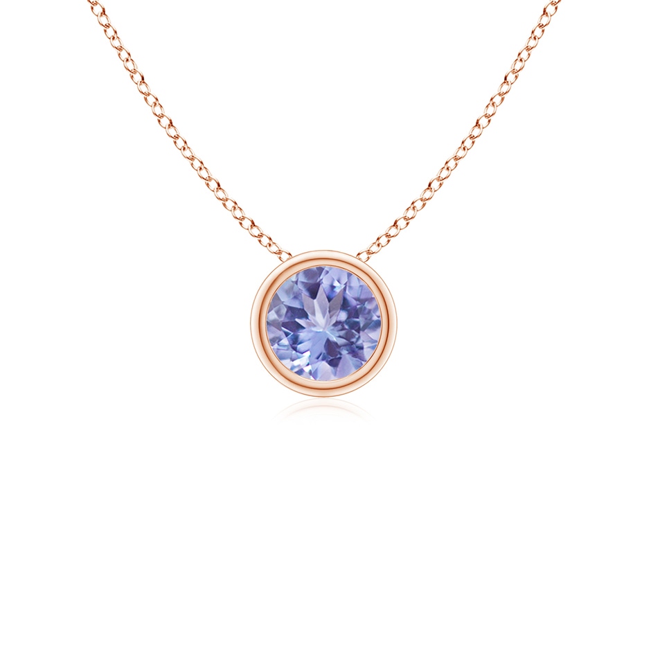 4mm AA Bezel-Set Round Tanzanite Solitaire Pendant in Rose Gold 