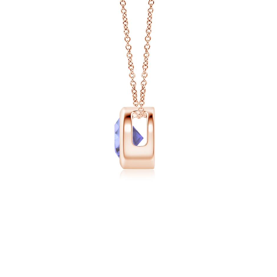 4mm AA Bezel-Set Round Tanzanite Solitaire Pendant in Rose Gold side 199