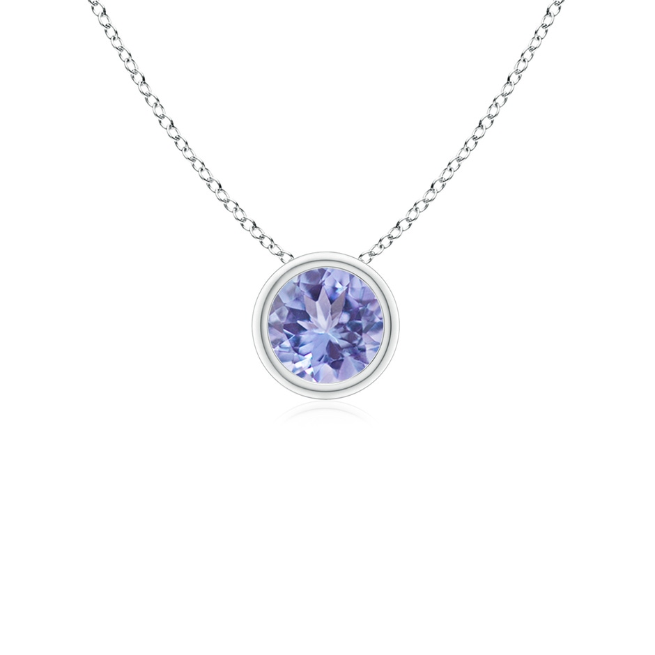 4mm AA Bezel-Set Round Tanzanite Solitaire Pendant in White Gold 