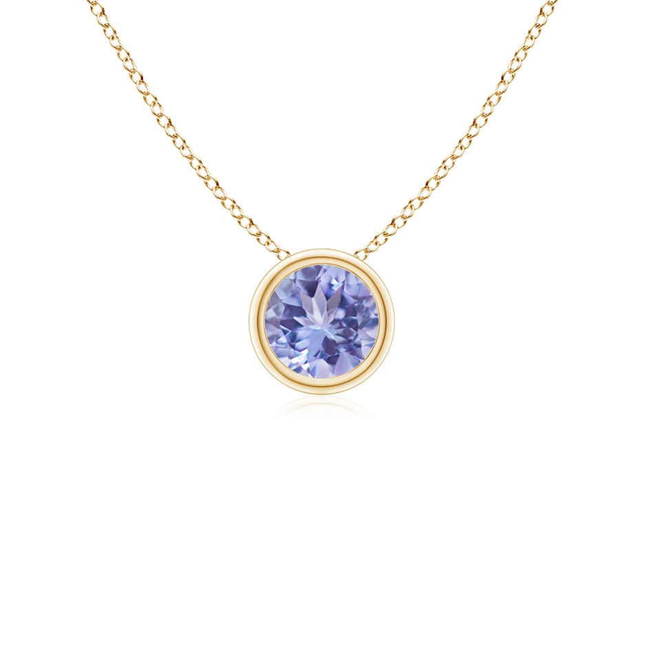 4mm AA Bezel-Set Round Tanzanite Solitaire Pendant in Yellow Gold 
