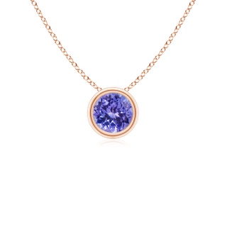 4mm AAA Bezel-Set Round Tanzanite Solitaire Pendant in Rose Gold