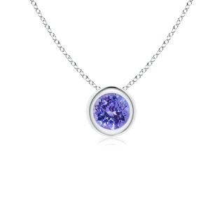 4mm AAA Bezel-Set Round Tanzanite Solitaire Pendant in White Gold