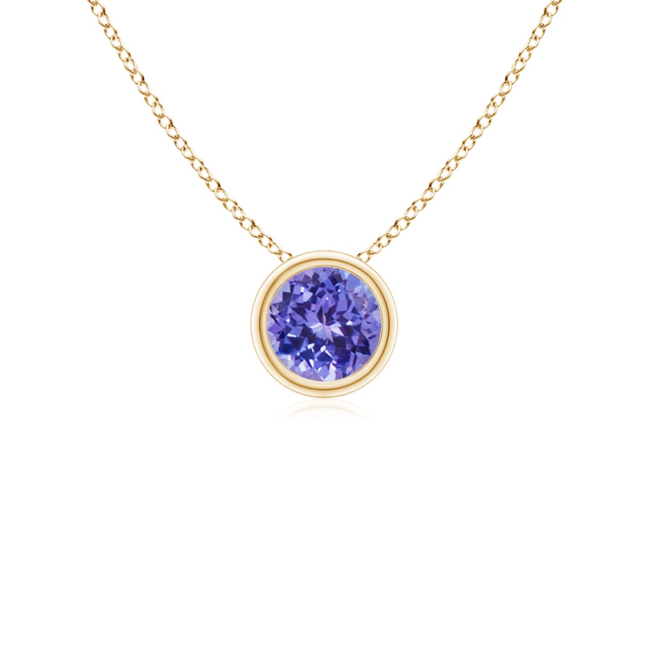 4mm AAA Bezel-Set Round Tanzanite Solitaire Pendant in Yellow Gold 