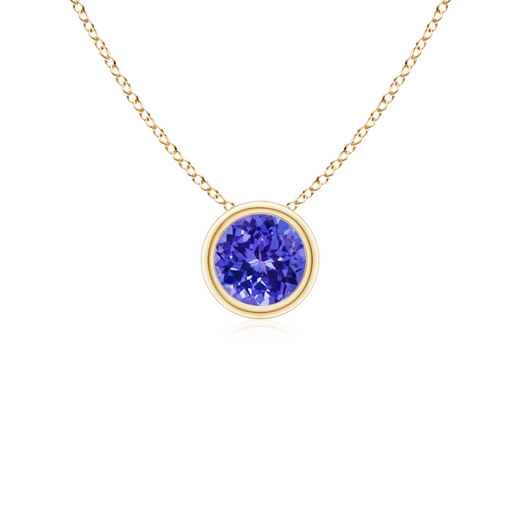 4mm AAAA Bezel-Set Round Tanzanite Solitaire Pendant in 18K Yellow Gold
