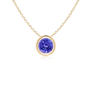 4mm AAAA Bezel-Set Round Tanzanite Solitaire Pendant in 9K Yellow Gold