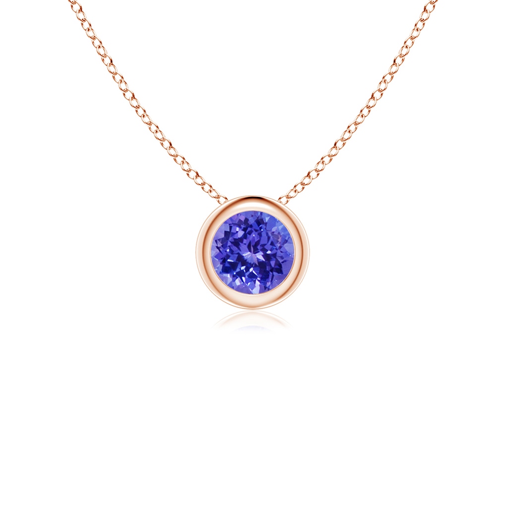 4mm AAAA Bezel-Set Round Tanzanite Solitaire Pendant in Rose Gold