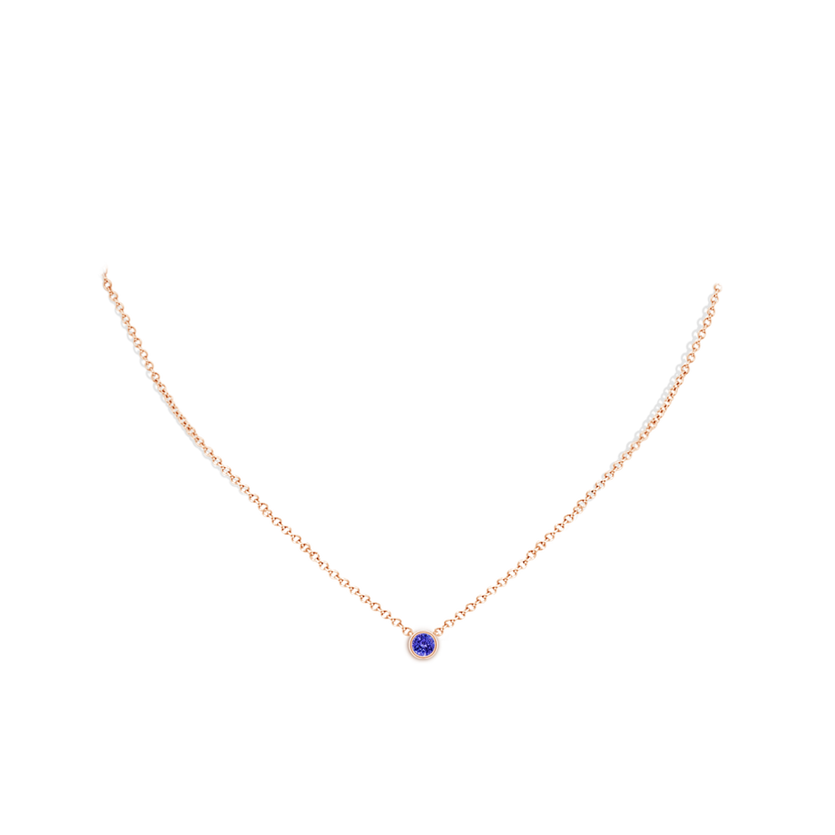 4mm AAAA Bezel-Set Round Tanzanite Solitaire Pendant in Rose Gold pen