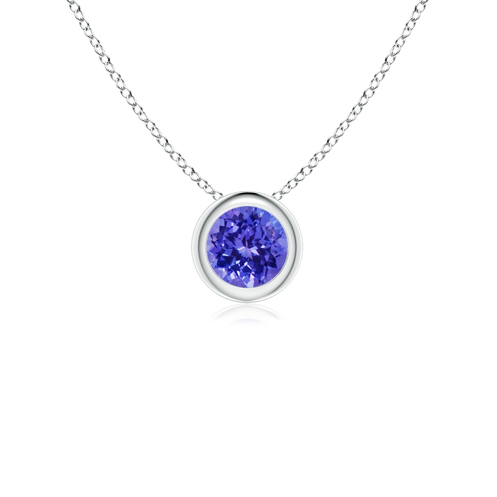 4mm AAAA Bezel-Set Round Tanzanite Solitaire Pendant in White Gold
