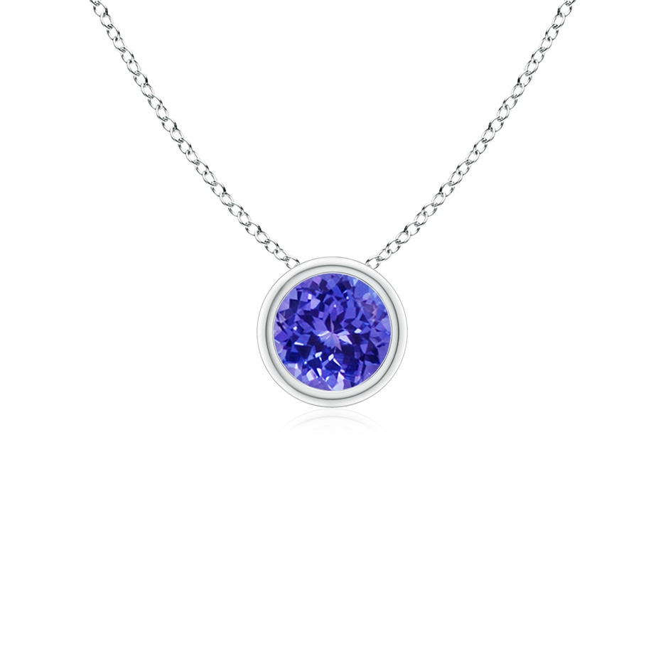 4mm AAAA Bezel-Set Round Tanzanite Solitaire Pendant in White Gold 
