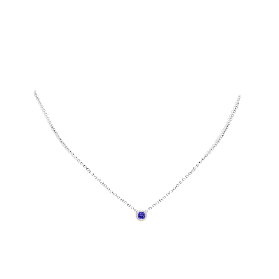 4mm AAAA Bezel-Set Round Tanzanite Solitaire Pendant in White Gold pen