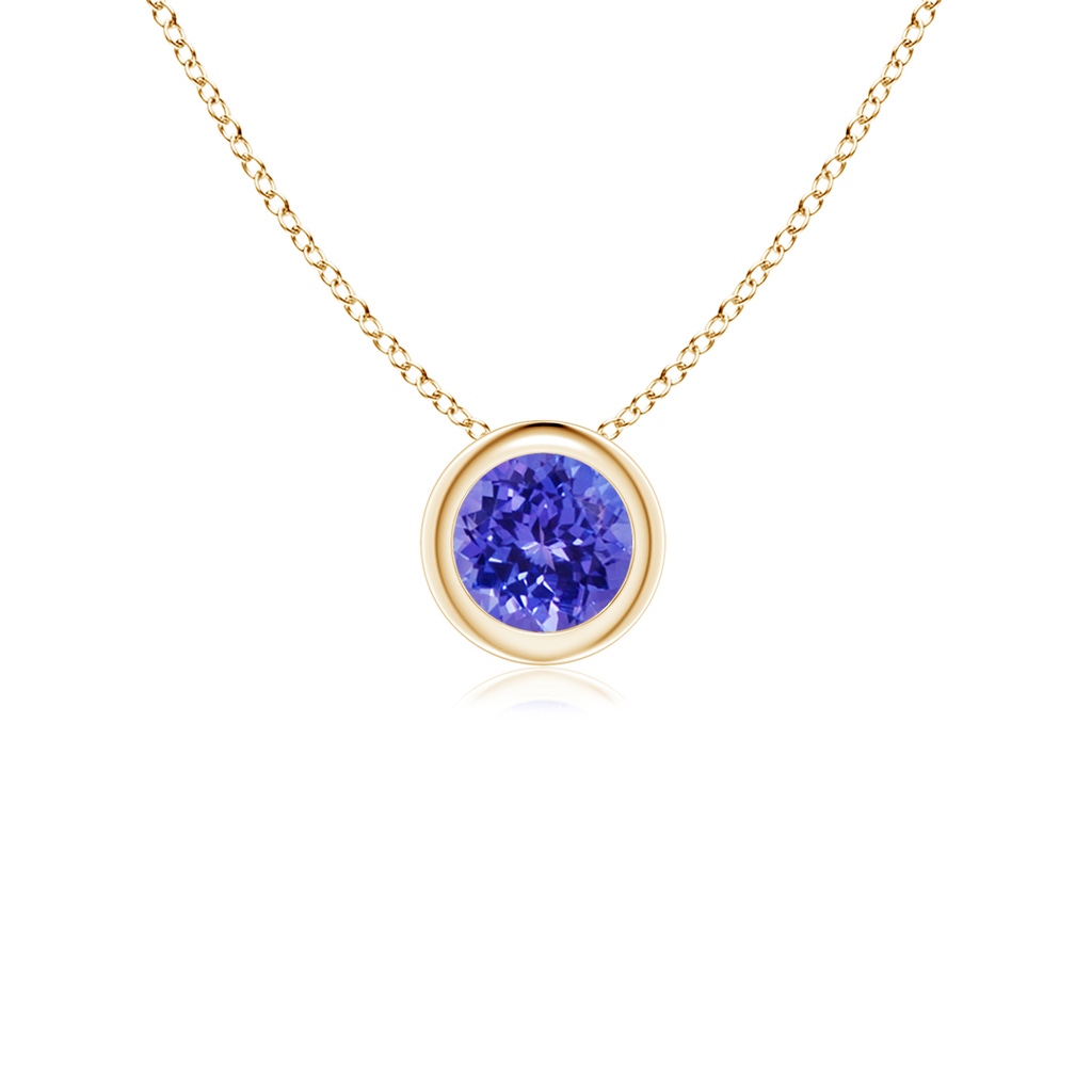 4mm AAAA Bezel-Set Round Tanzanite Solitaire Pendant in Yellow Gold