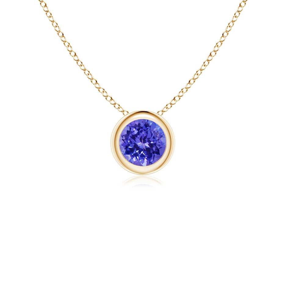 4mm AAAA Bezel-Set Round Tanzanite Solitaire Pendant in Yellow Gold 