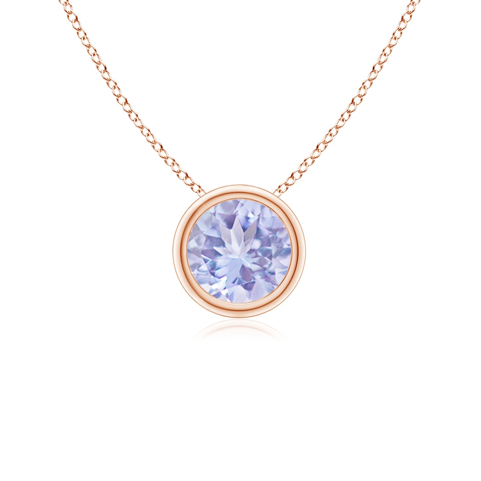 5mm A Bezel-Set Round Tanzanite Solitaire Pendant in Rose Gold 