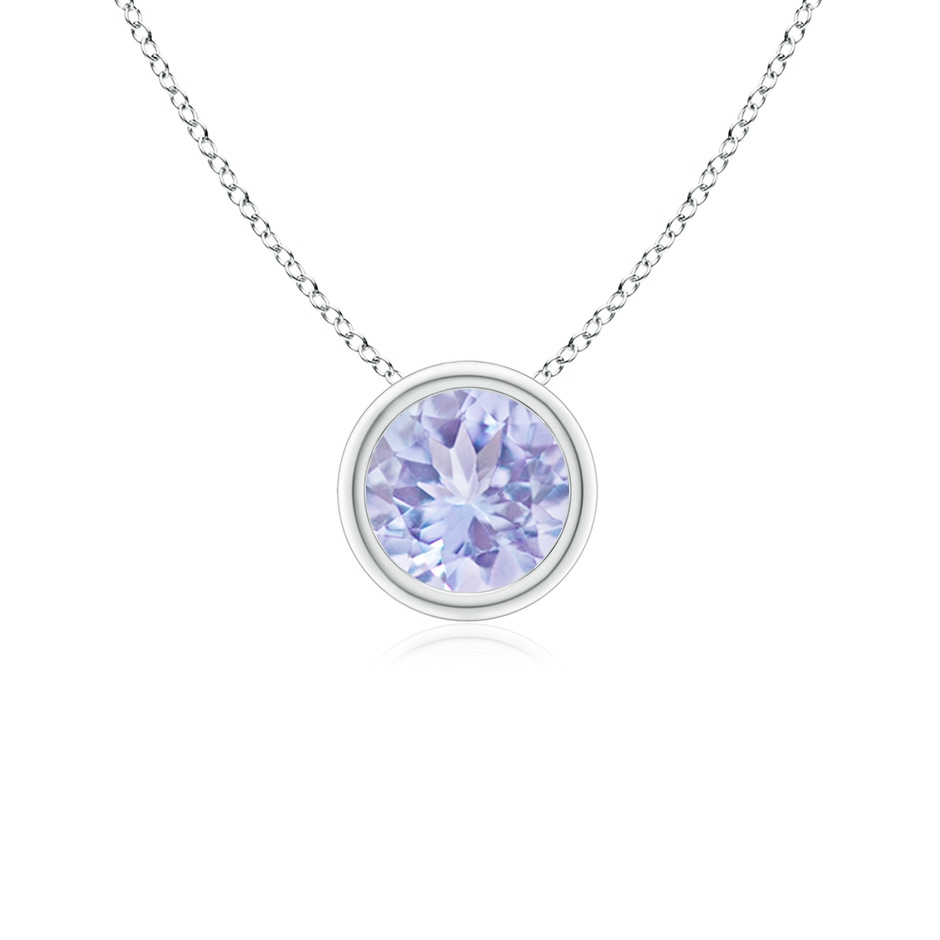 5mm A Bezel-Set Round Tanzanite Solitaire Pendant in White Gold 