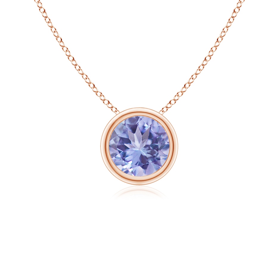 5mm AA Bezel-Set Round Tanzanite Solitaire Pendant in Rose Gold 