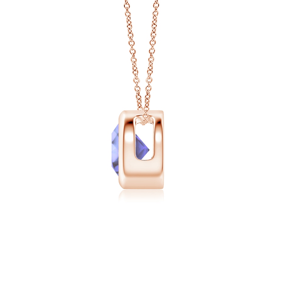 5mm AA Bezel-Set Round Tanzanite Solitaire Pendant in Rose Gold side 199