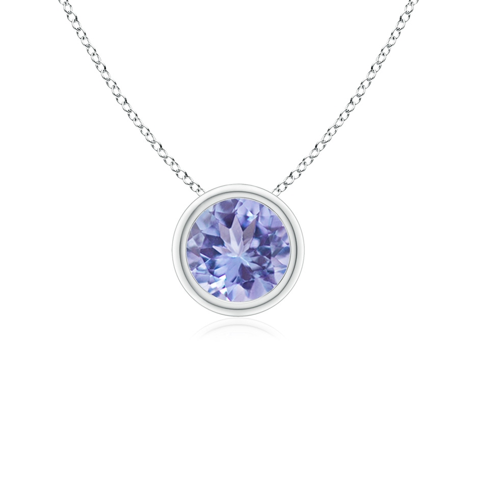 5mm AA Bezel-Set Round Tanzanite Solitaire Pendant in White Gold 