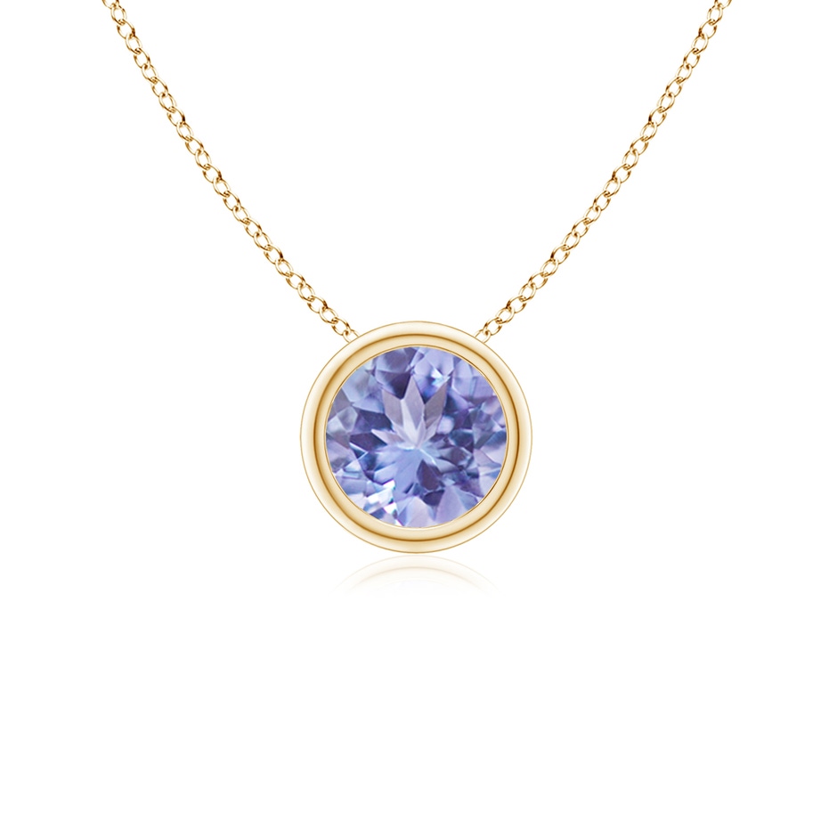 5mm AA Bezel-Set Round Tanzanite Solitaire Pendant in Yellow Gold 