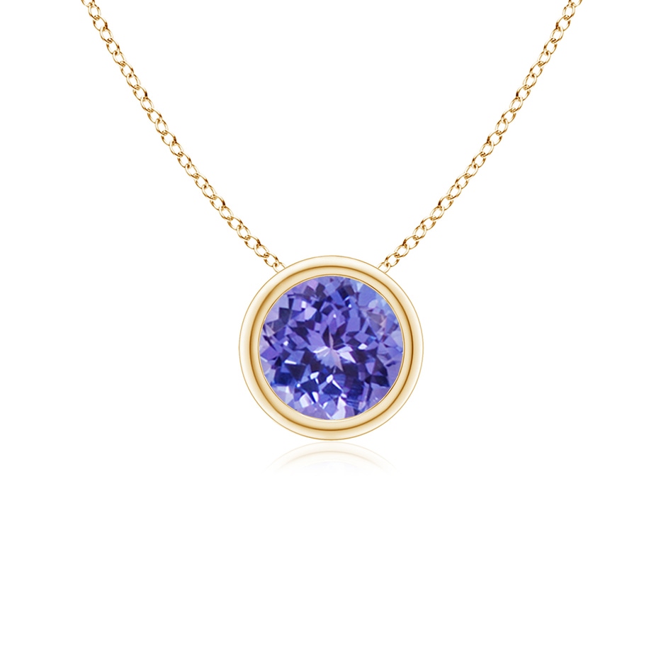 5mm AAA Bezel-Set Round Tanzanite Solitaire Pendant in Yellow Gold 