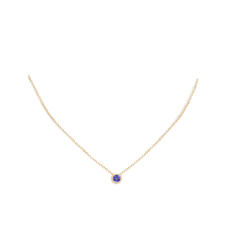 5mm AAA Bezel-Set Round Tanzanite Solitaire Pendant in Yellow Gold pen