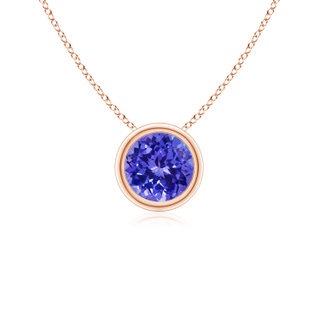 5mm AAAA Bezel-Set Round Tanzanite Solitaire Pendant in 18K Rose Gold