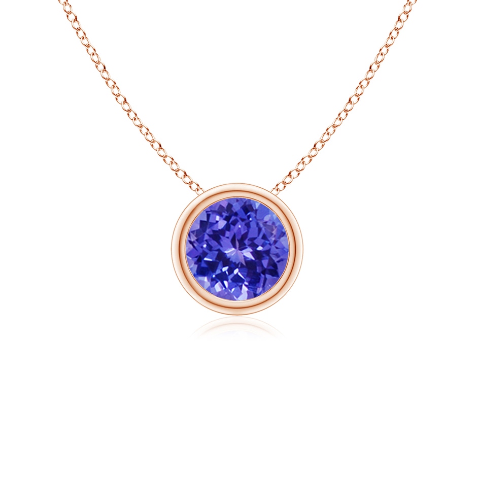 5mm AAAA Bezel-Set Round Tanzanite Solitaire Pendant in Rose Gold 