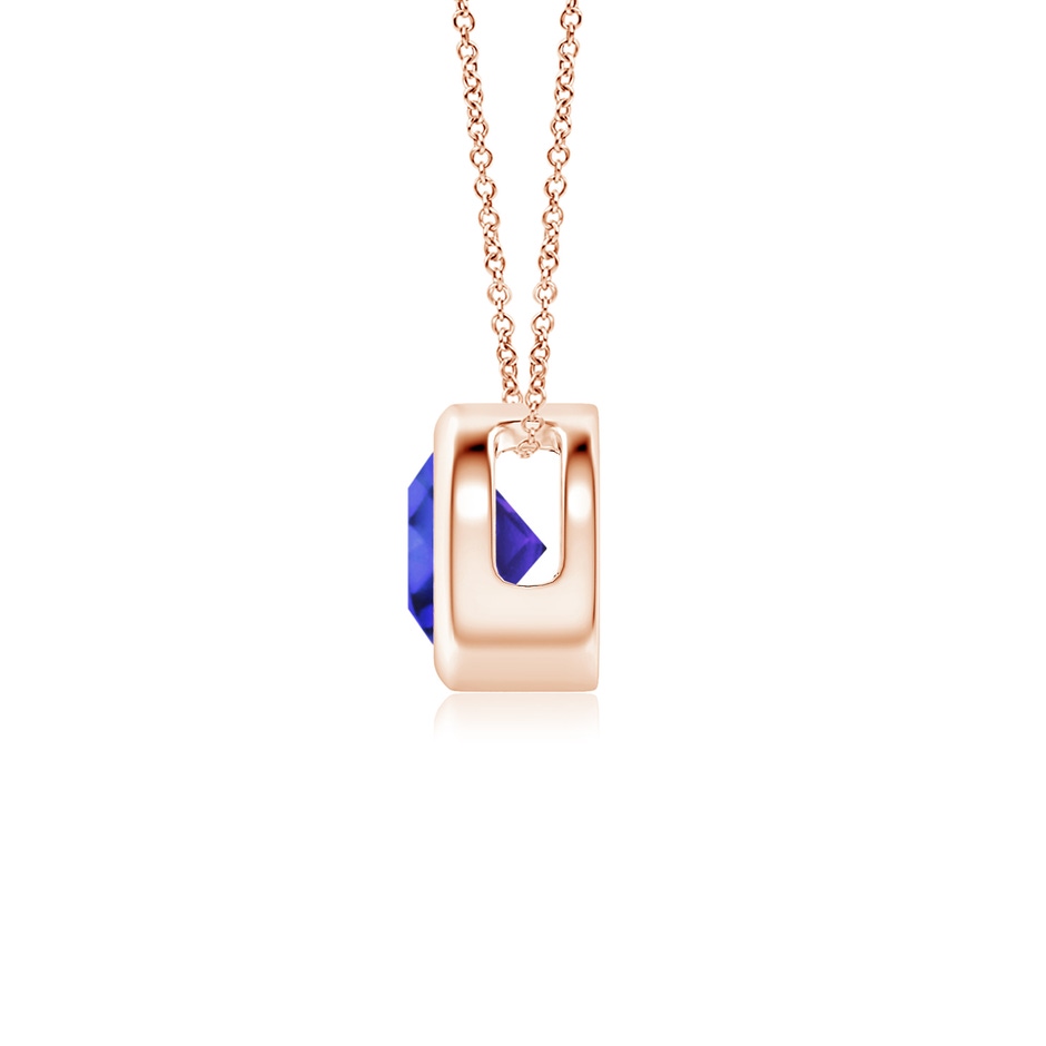 5mm AAAA Bezel-Set Round Tanzanite Solitaire Pendant in Rose Gold side 199