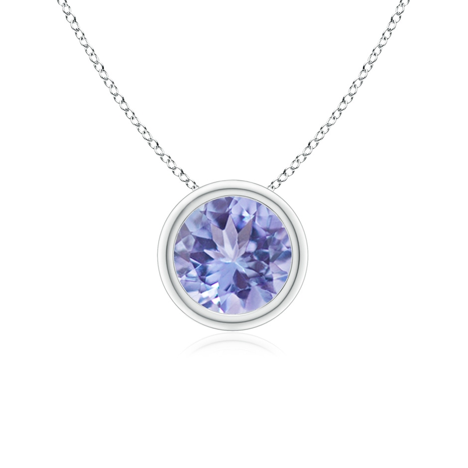 6mm A Bezel-Set Round Tanzanite Solitaire Pendant in P950 Platinum 
