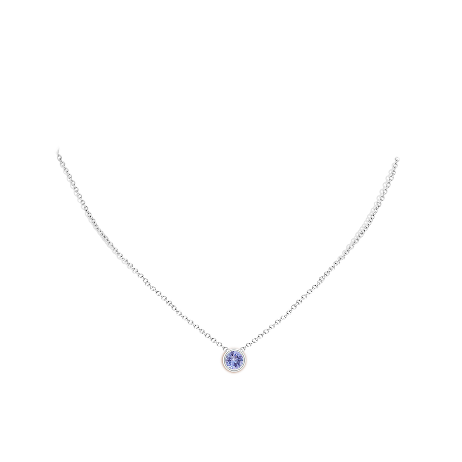 6mm A Bezel-Set Round Tanzanite Solitaire Pendant in P950 Platinum pen