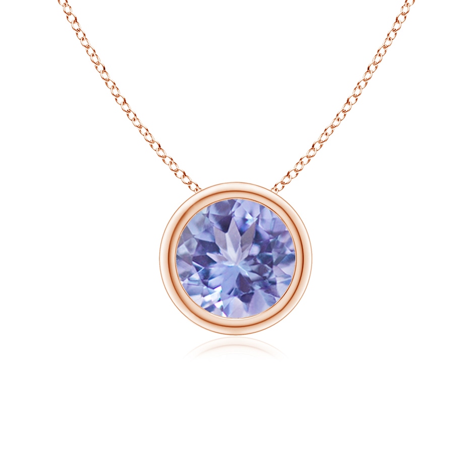 6mm A Bezel-Set Round Tanzanite Solitaire Pendant in Rose Gold 