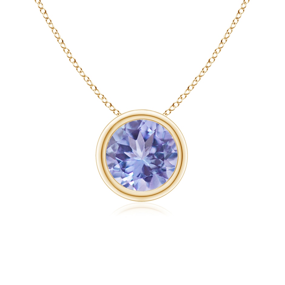 6mm A Bezel-Set Round Tanzanite Solitaire Pendant in Yellow Gold 
